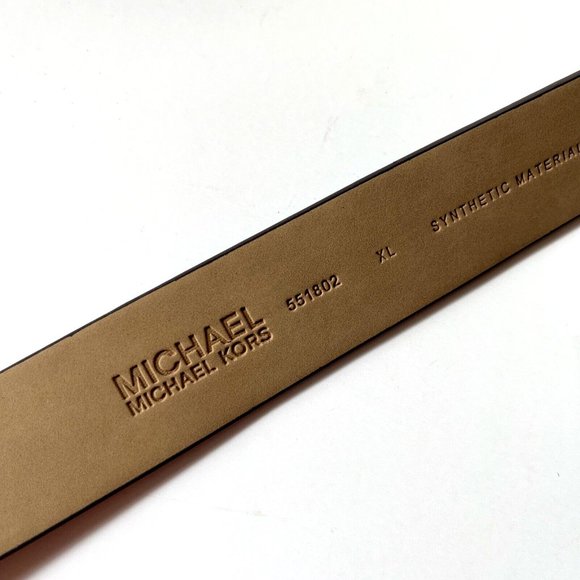 NWT Original MICHAEL KORS Signature Belt with Charm Logo Brand Buckle Brown Gold - Picture 6 of 6